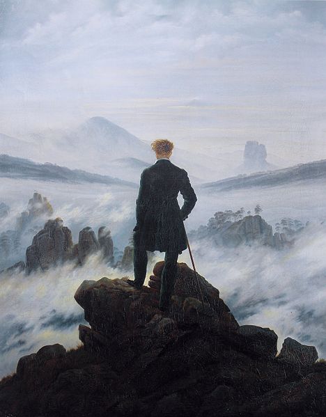 What drove this man to climb up here? What are his thoughts? (Image via Wikipedia; artwork by Caspar David Friedrich)